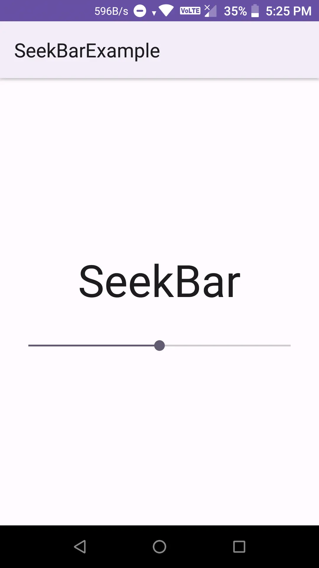 A screenshot of a SeekBar in Android with Example.
